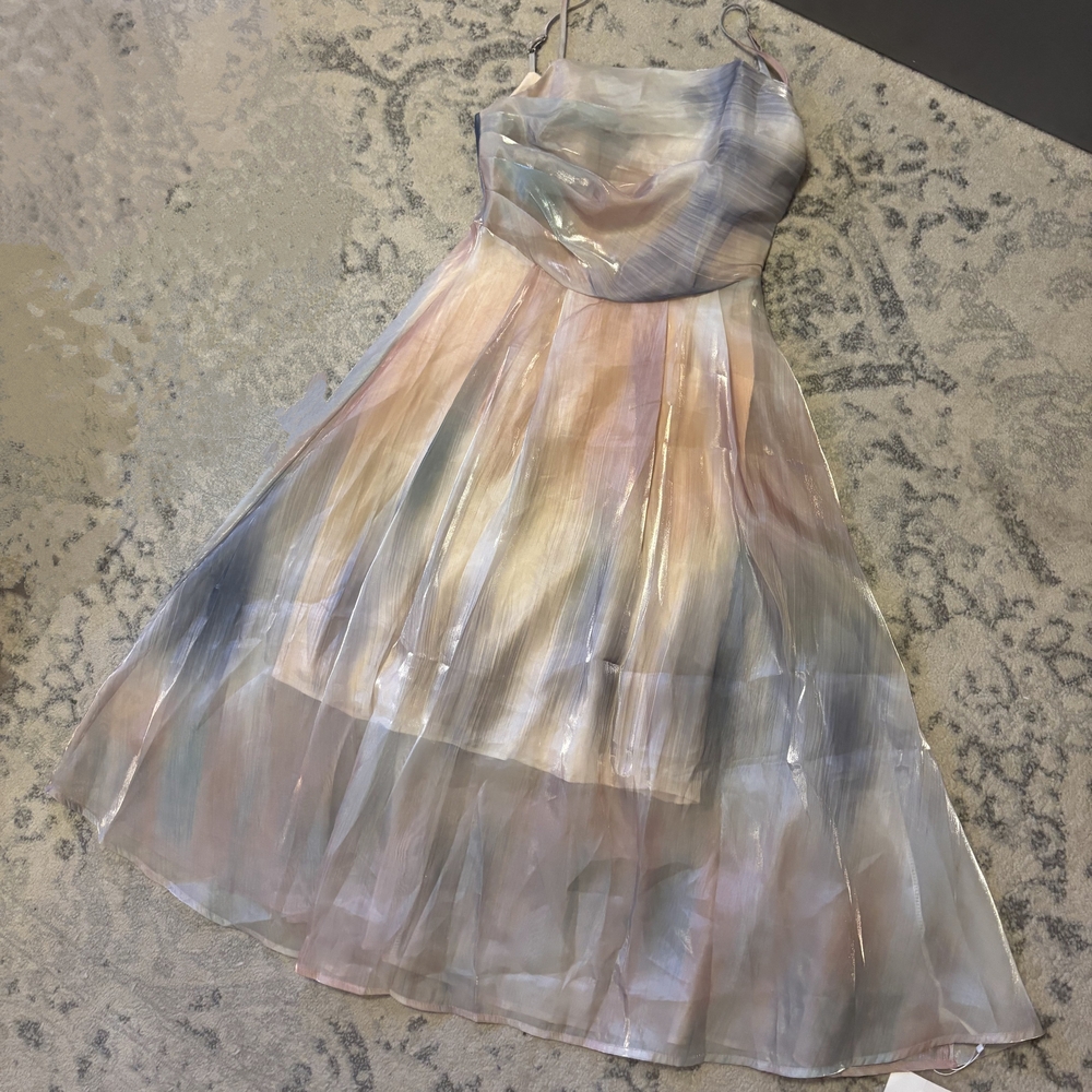 Elegant Multicolor Pleated Fairy Dress